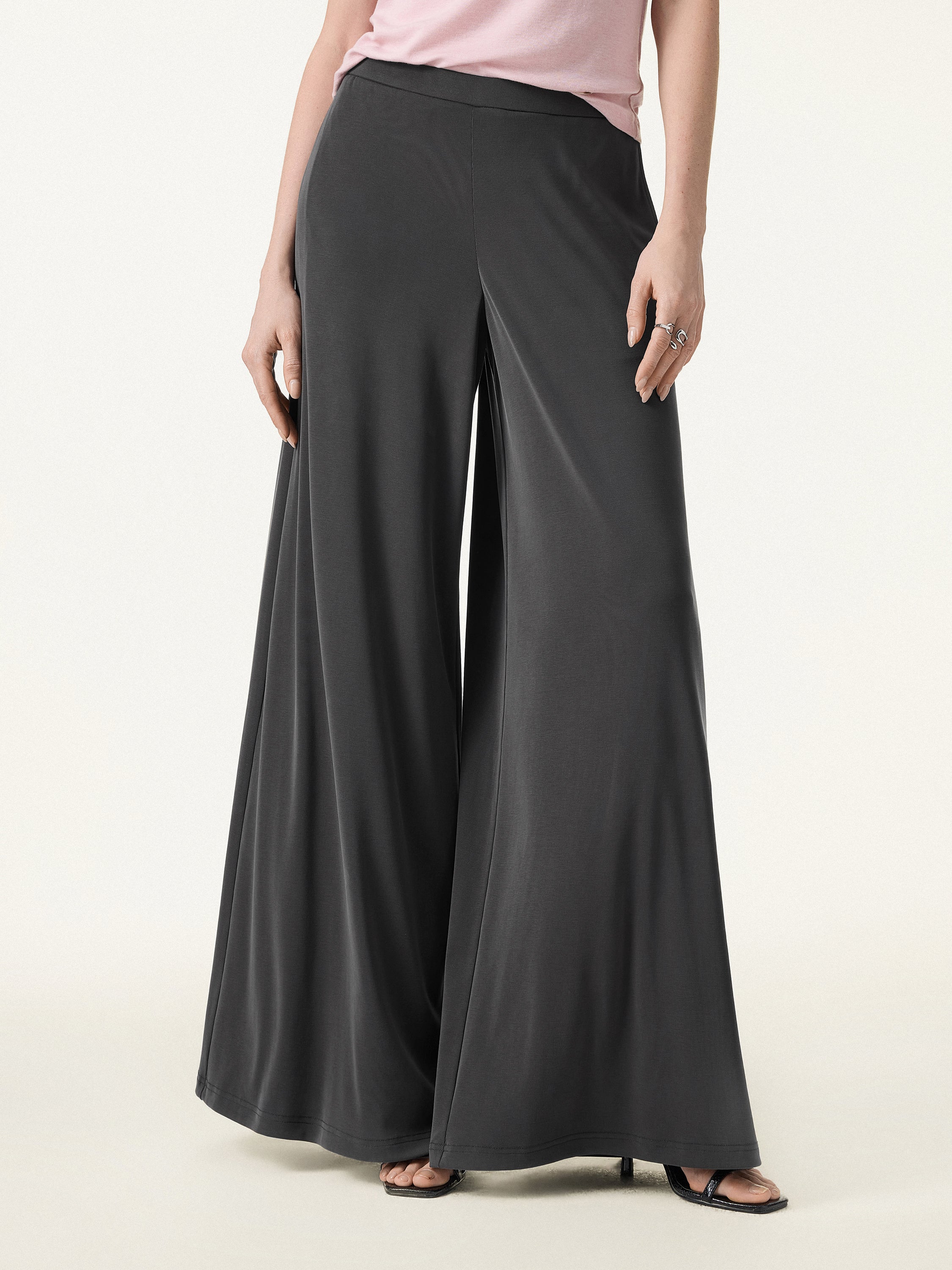 Sandwashed Modal Super Flowy Mid Rise Palazzo Pants with Pockets