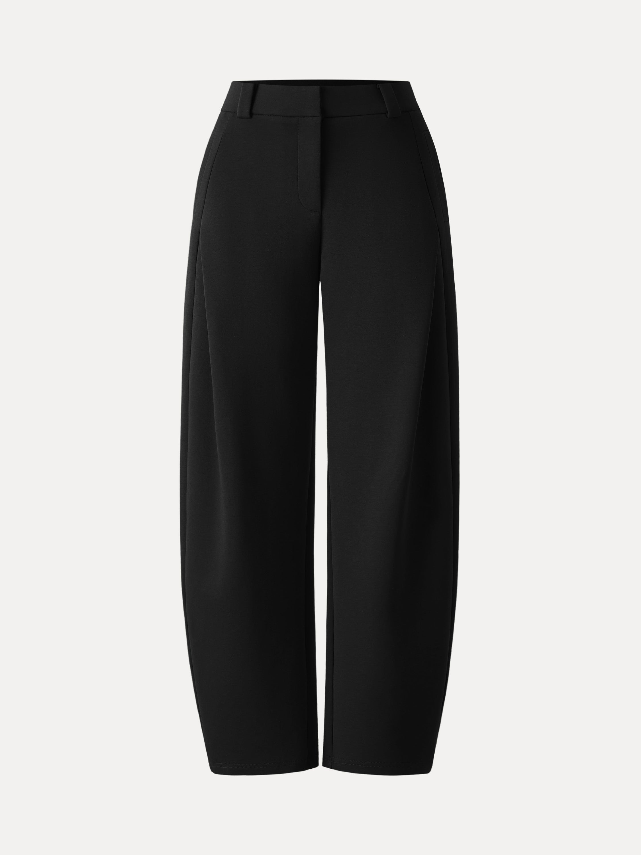 Spring Stretch Cotton High Rise Barrel Leg Pants with Pockets