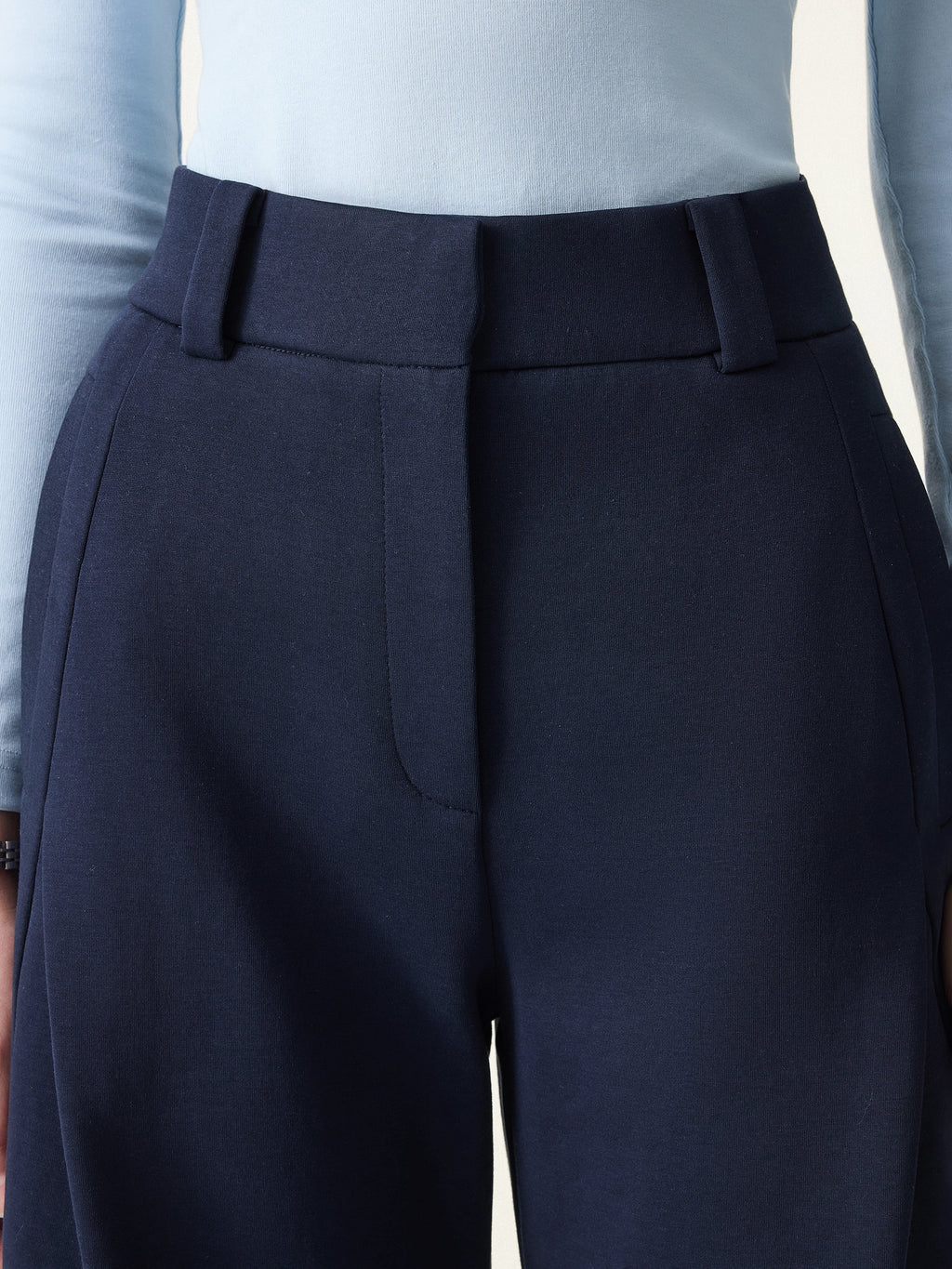 Spring Stretch Cotton High Rise Barrel Leg Pants with Pockets