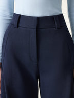 Spring Stretch Cotton High Rise Barrel Leg Pants with Pockets