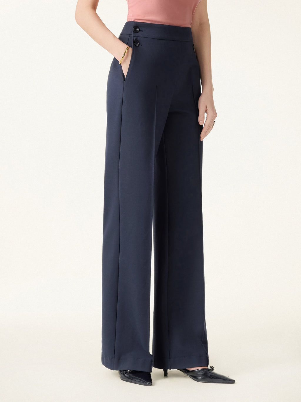 4-Way Stretch A-Line Wide Leg Pull-on Work Pants with Pockets