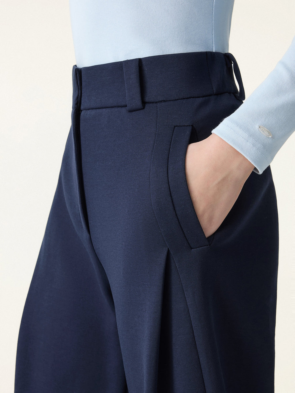 Spring Stretch Cotton High Rise Barrel Leg Pants with Pockets