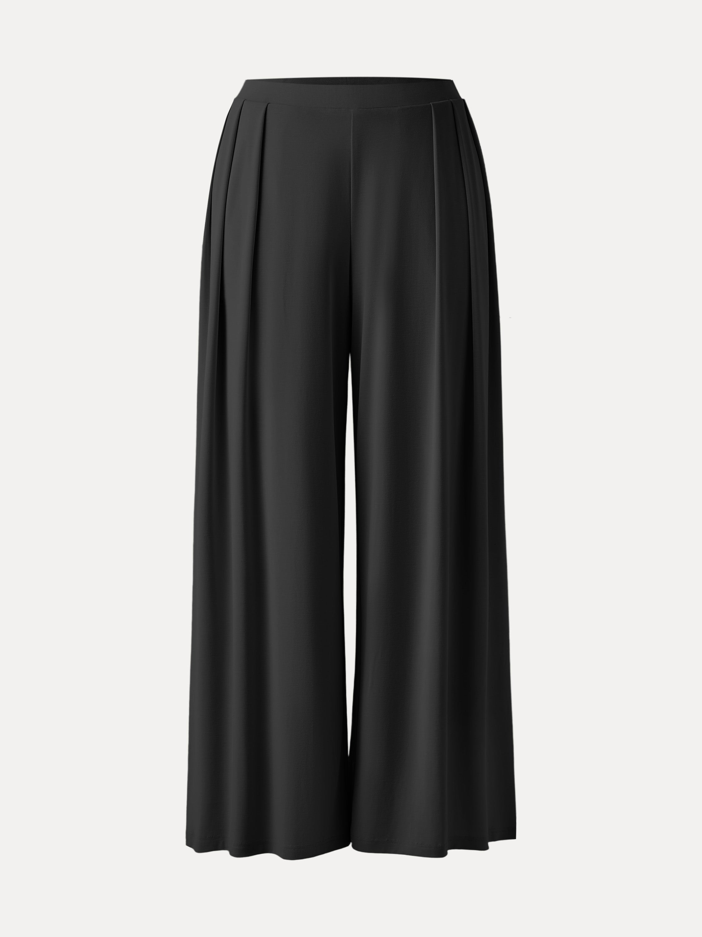 Sandwashed Mid Rise Pleated Wide Leg Palazzo Pants with Pockets