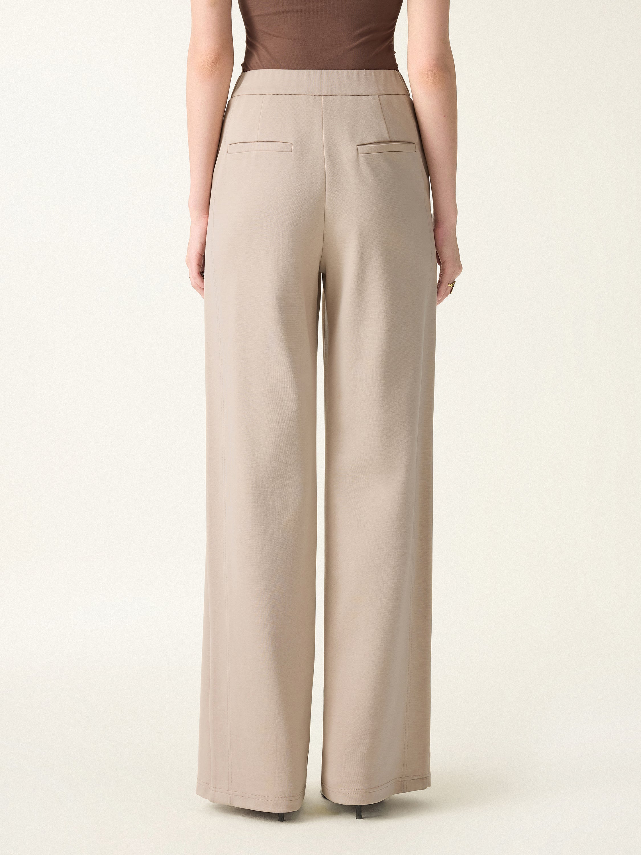 Drapey Mid Rise Wide Leg Pull-on Pants with Pockets