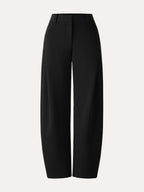 Spring Stretch Cotton High Rise Barrel Leg Pants with Pockets
