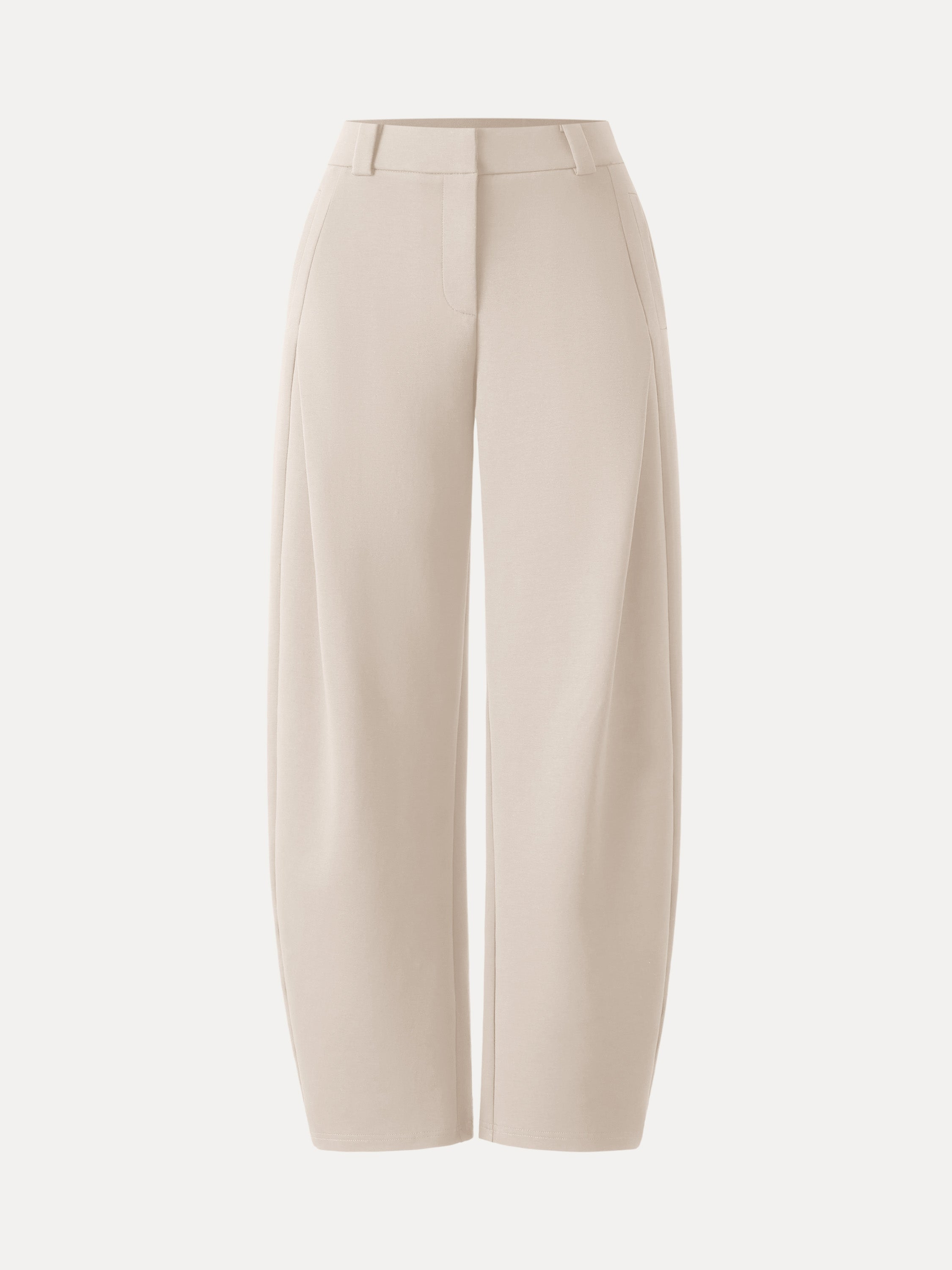 Spring Stretch Cotton High Rise Barrel Leg Pants with Pockets