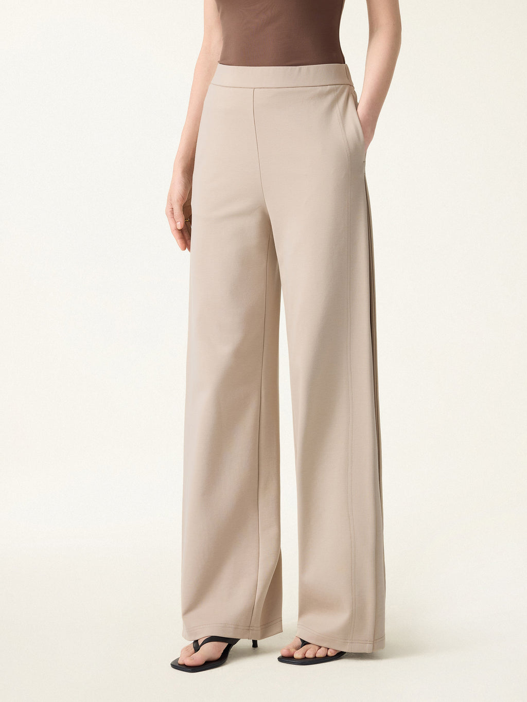 Drapey Mid Rise Wide Leg Pull-on Pants with Pockets