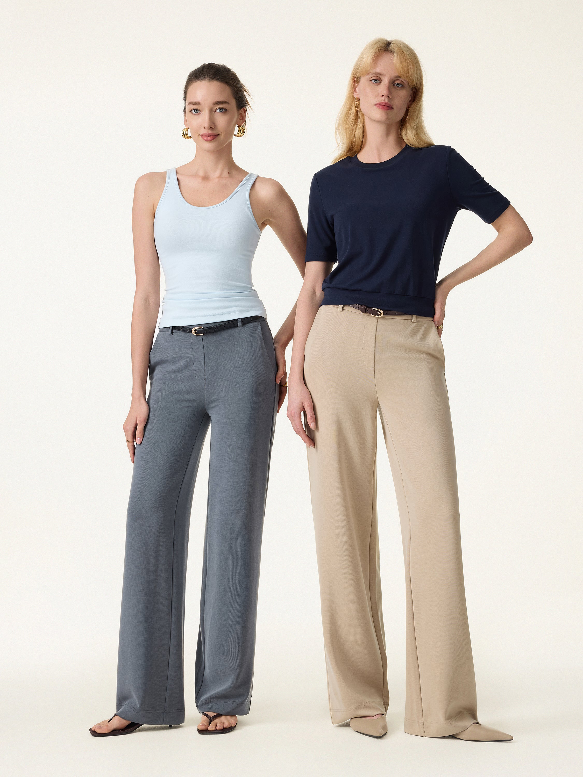 Sandwashed Lyocell Drapey Mid Rise Wide Leg Pull-on Pants