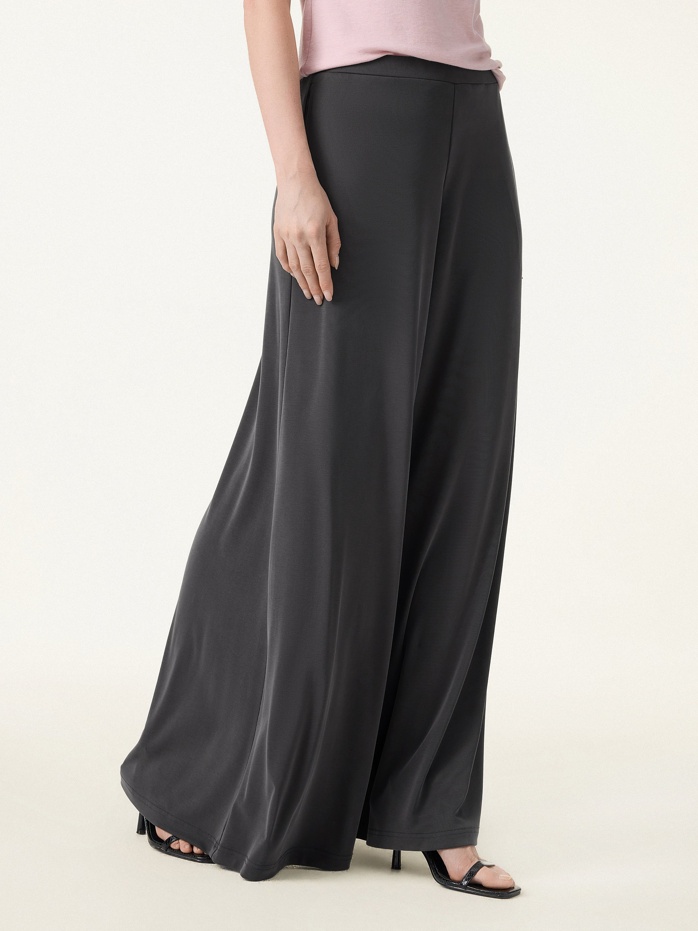 Sandwashed Modal Super Flowy Mid Rise Palazzo Pants with Pockets