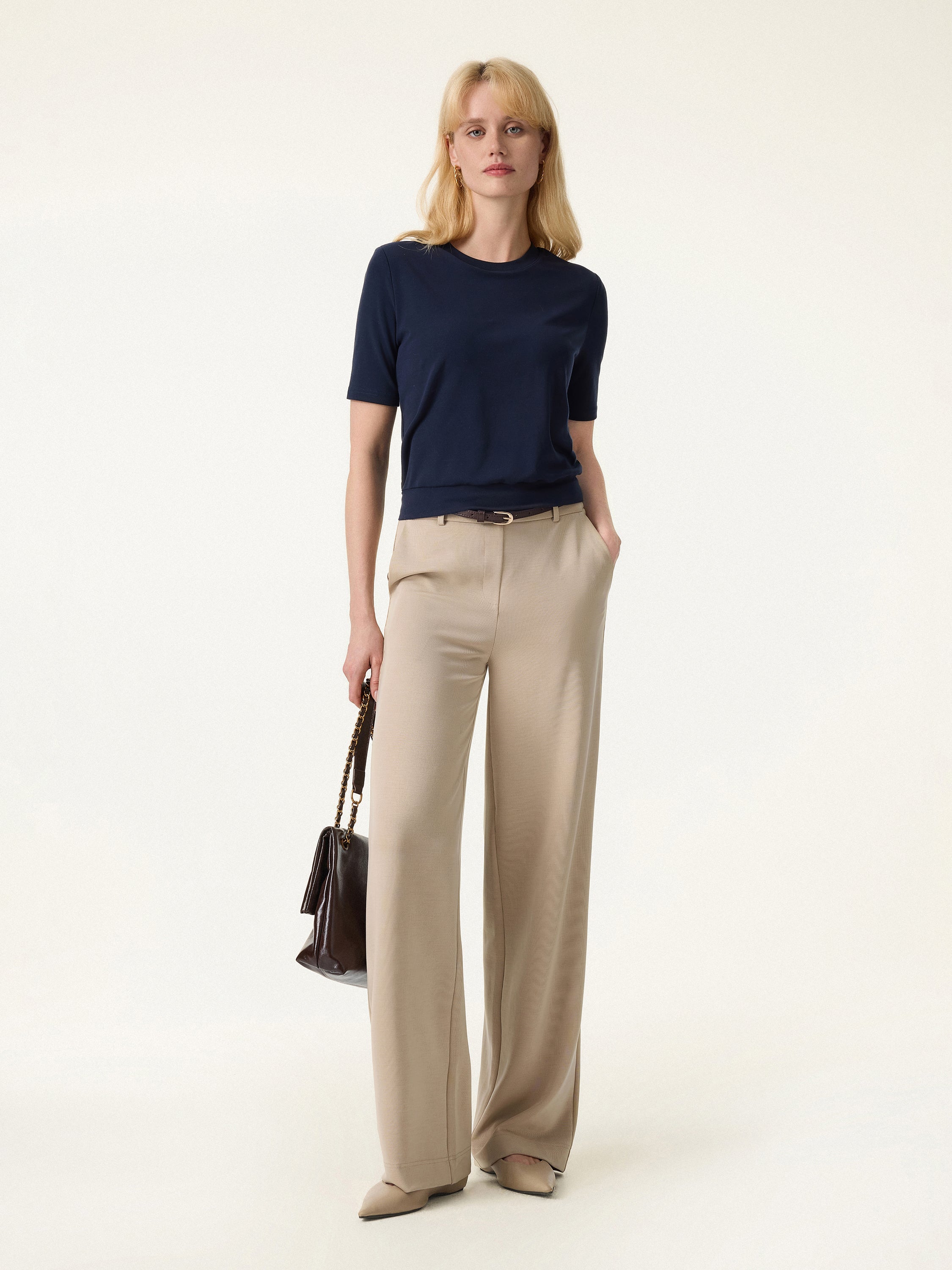 Sandwashed Lyocell Drapey Mid Rise Wide Leg Pull-on Pants