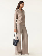 Double Waistband Straight Leg Pants with Pockets