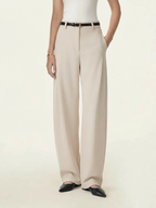Spring Stretch Cotton High Rise Barrel Leg Pants with Pockets
