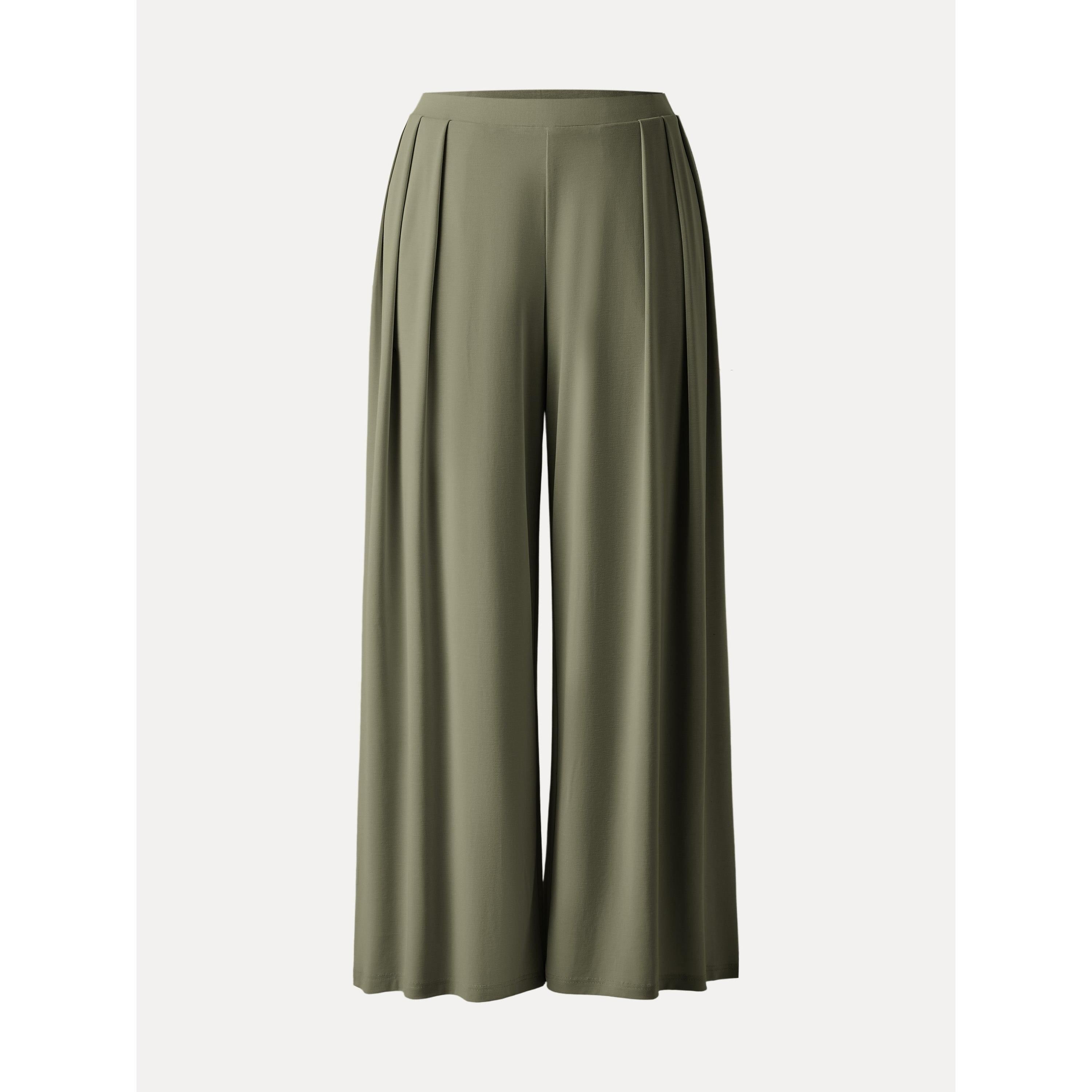 Sandwashed Mid Rise Pleated Wide Leg Palazzo Pants with Pockets