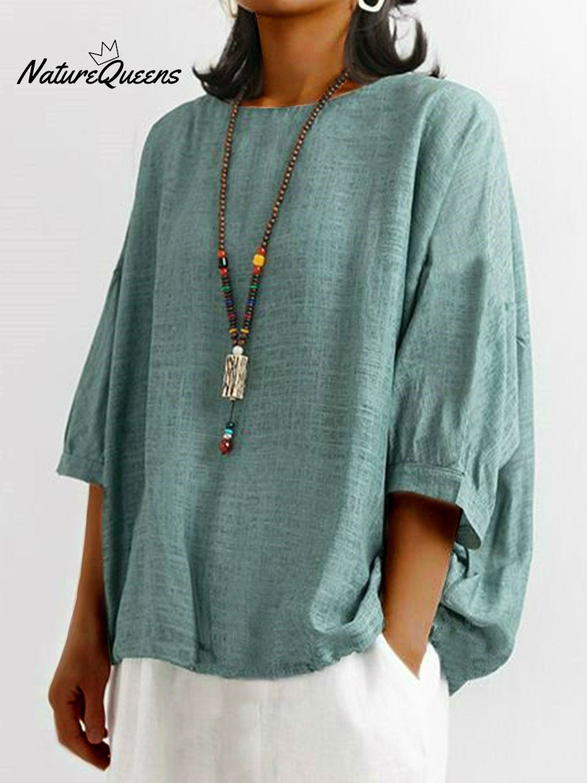 Women Solid Color Loose T-shirt
