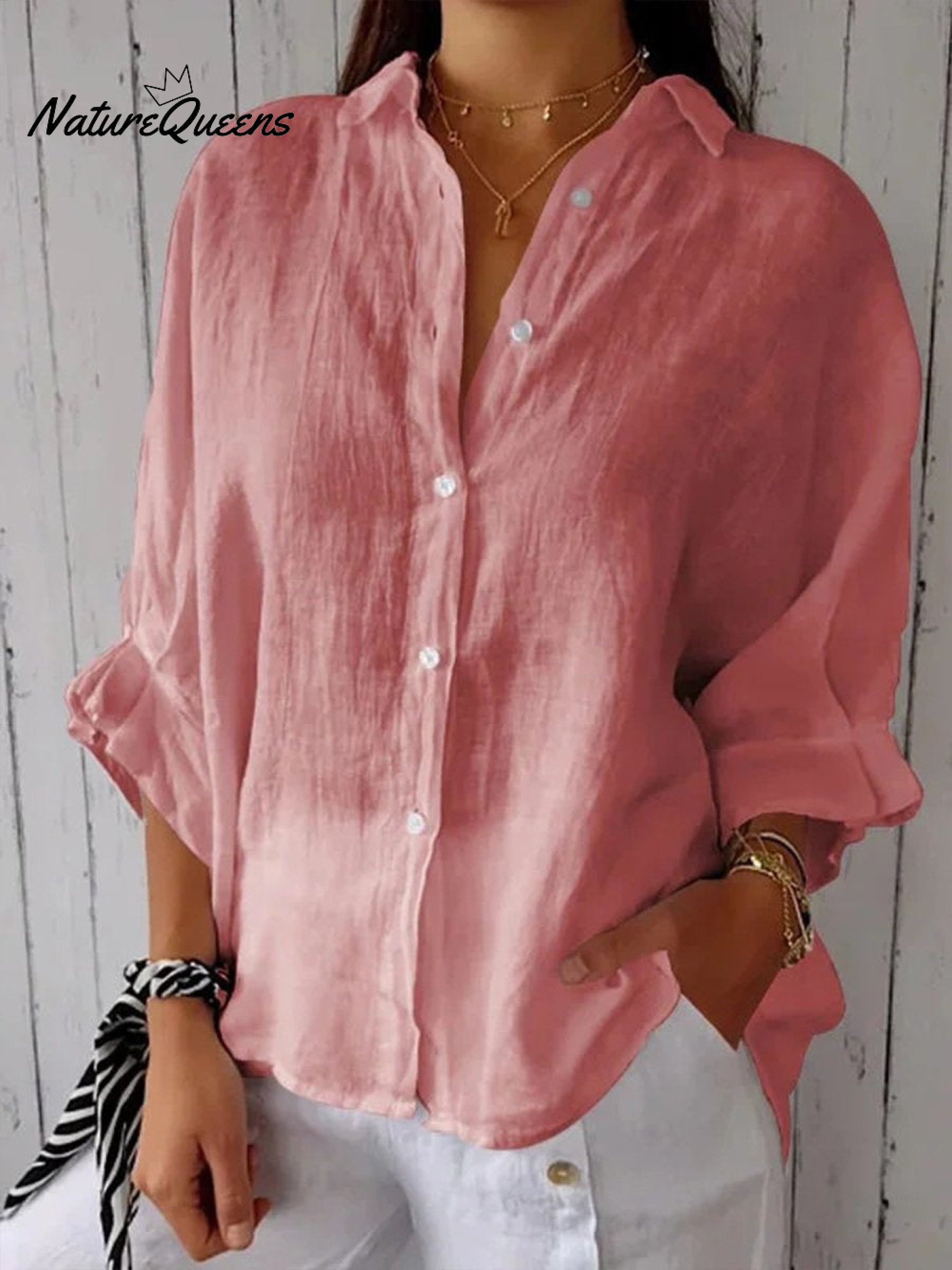 Women's  Cotton & Linen  Casual Tie-back  Shirt