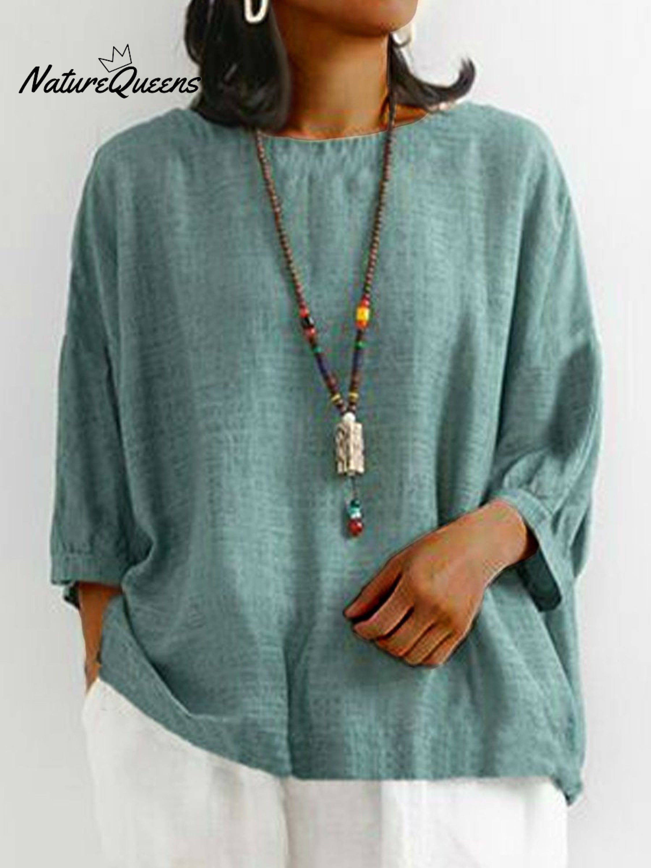 Women Solid Color Loose T-shirt