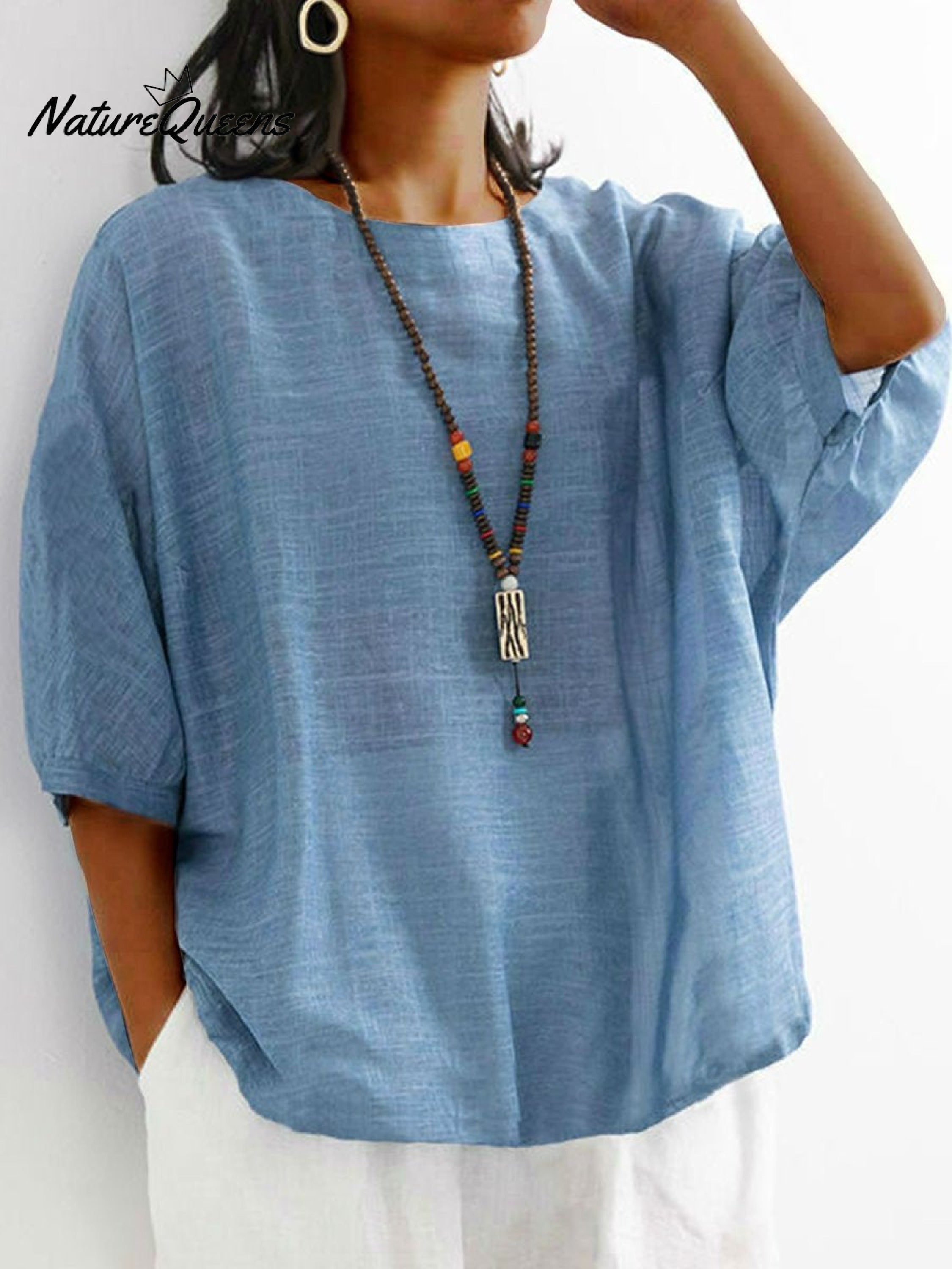 Women Solid Color Loose T-shirt