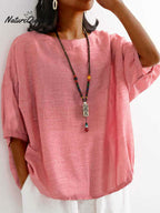 Women Solid Color Loose T-shirt