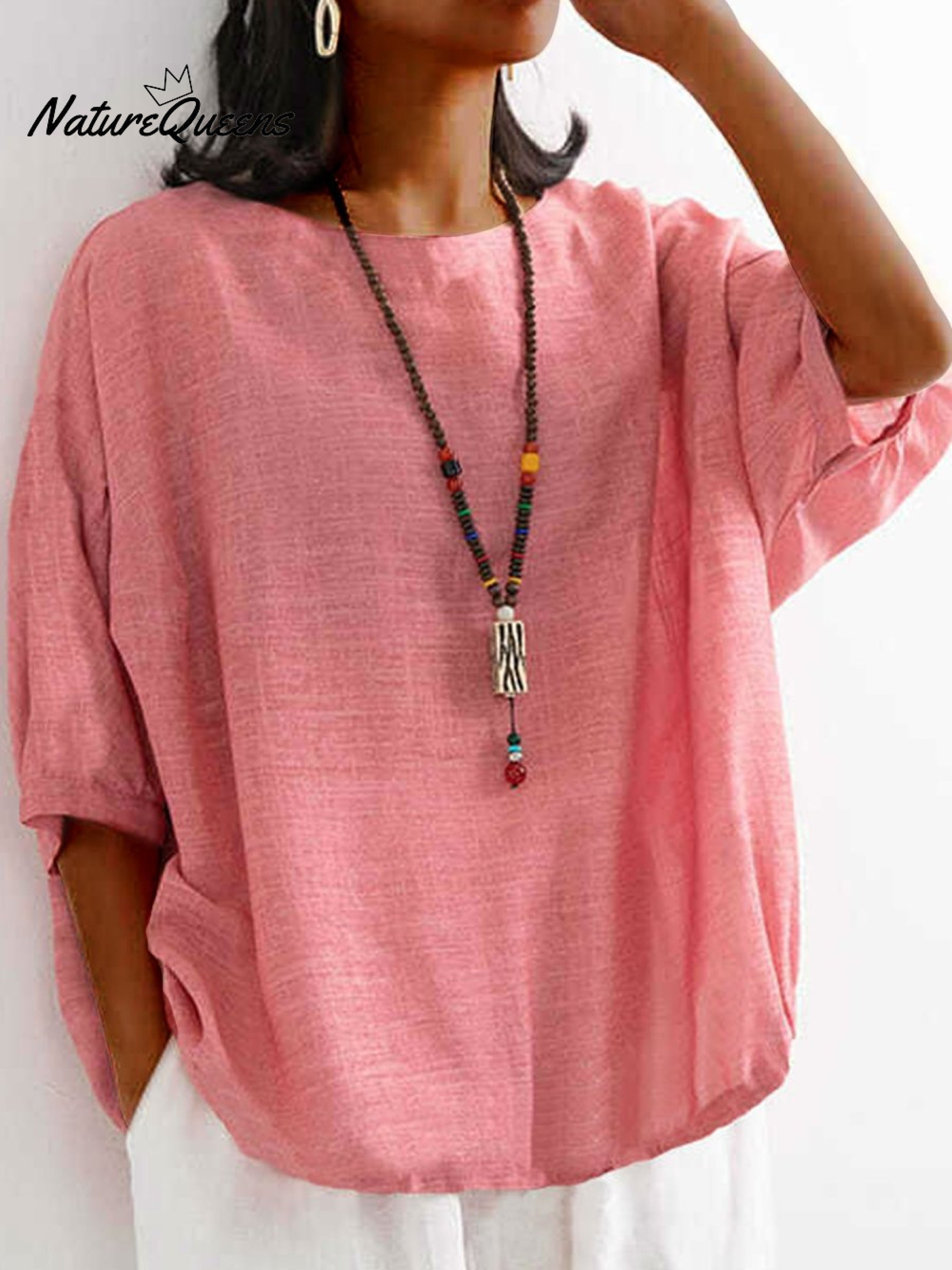 Women Solid Color Loose T-shirt