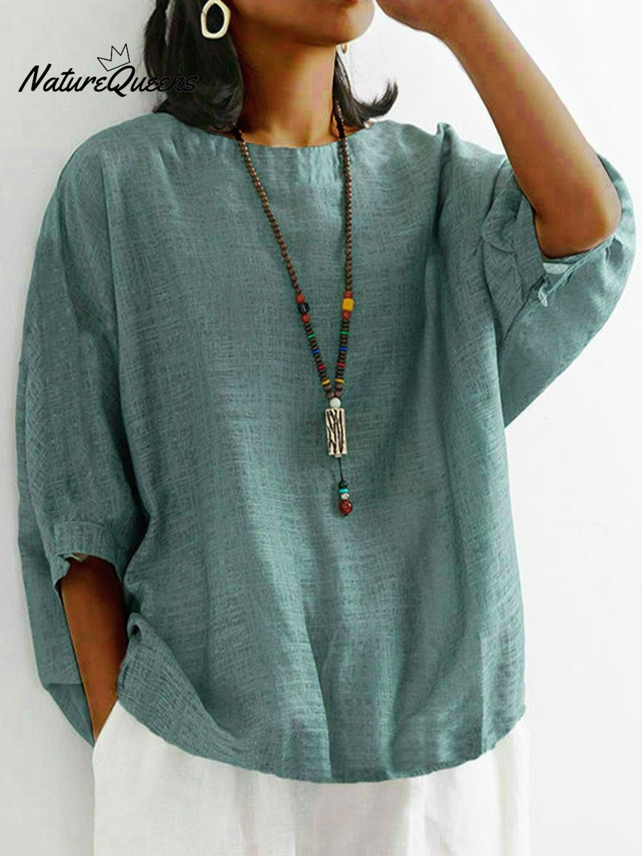 Women Solid Color Loose T-shirt