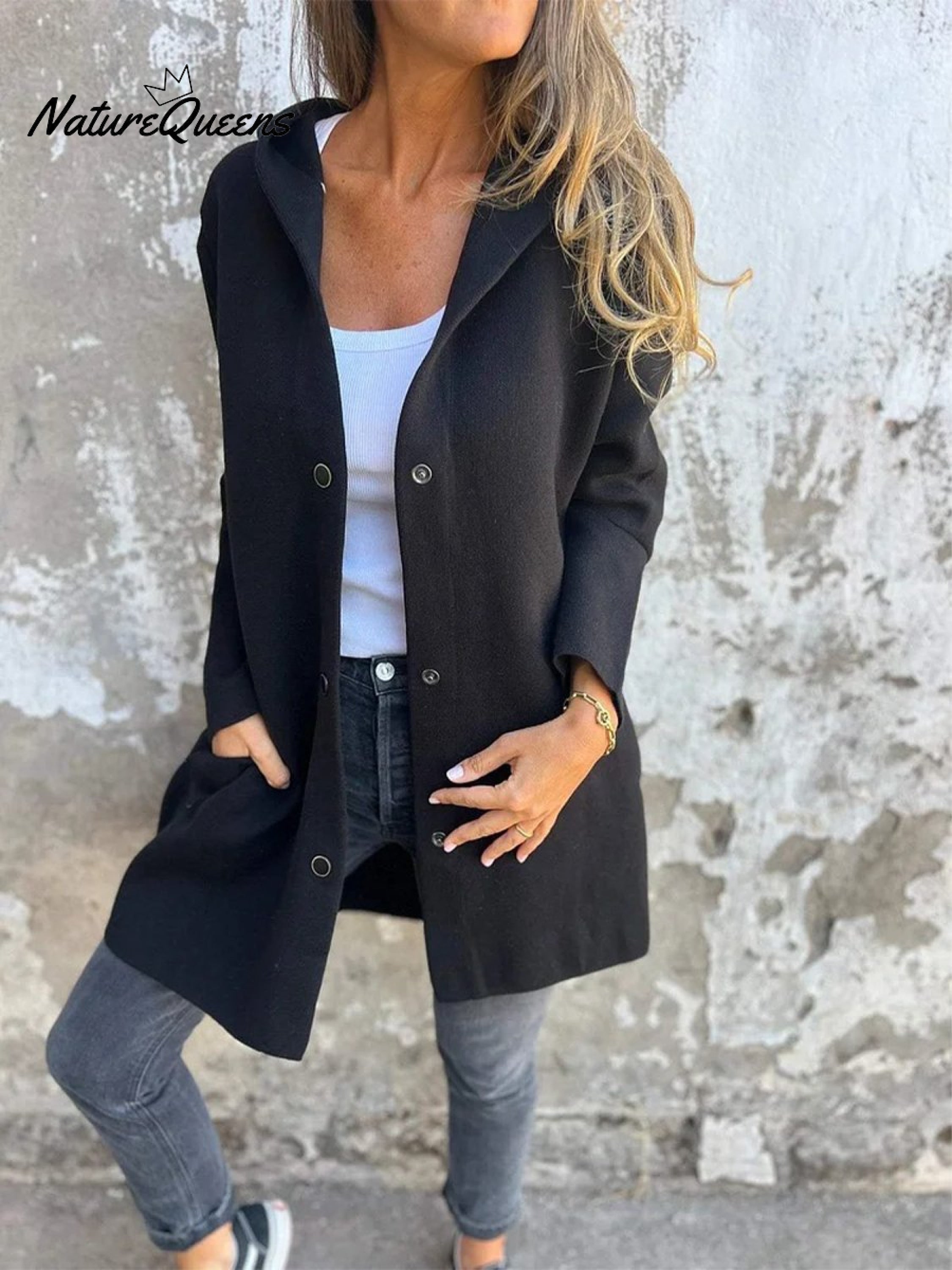 Solid Color Casual Single-breasted Hooded Jacket Jacket