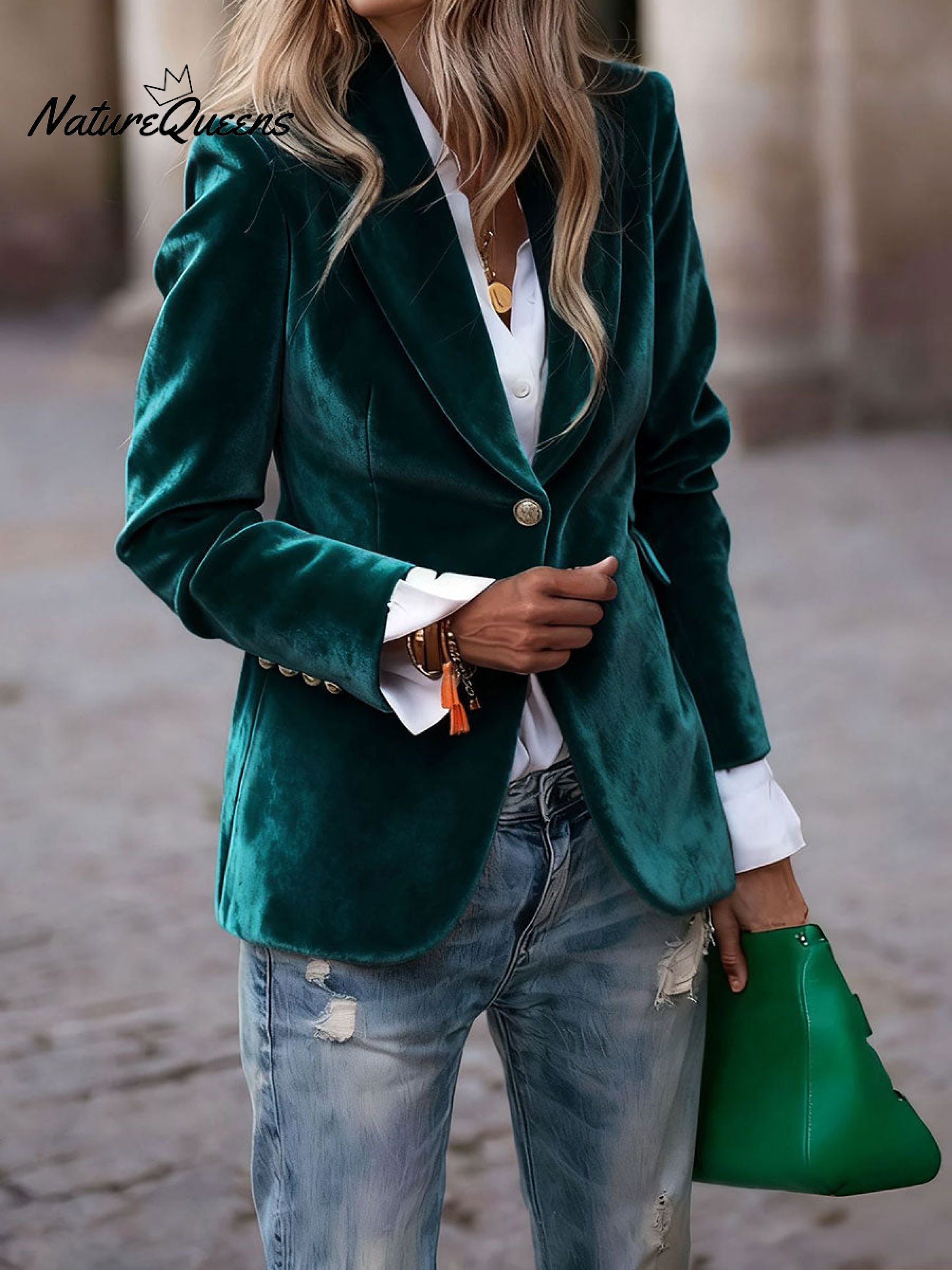 Women's Solid Color Slim Fit Suit Jacket